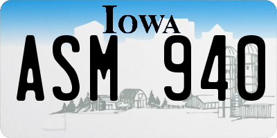 IA license plate ASM940