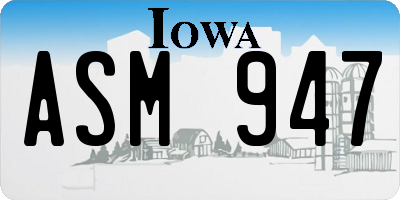 IA license plate ASM947