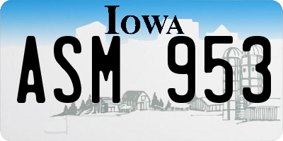 IA license plate ASM953