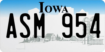 IA license plate ASM954
