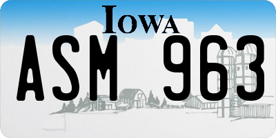 IA license plate ASM963