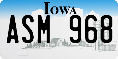 IA license plate ASM968