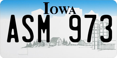IA license plate ASM973