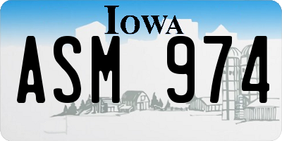 IA license plate ASM974