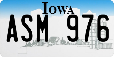 IA license plate ASM976