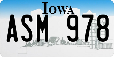 IA license plate ASM978
