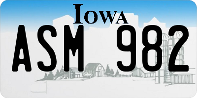 IA license plate ASM982