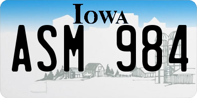 IA license plate ASM984
