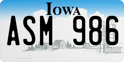 IA license plate ASM986