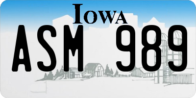 IA license plate ASM989