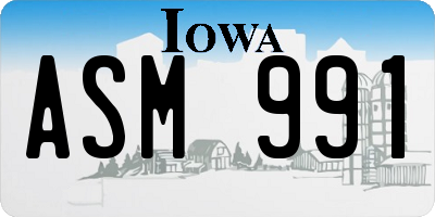 IA license plate ASM991