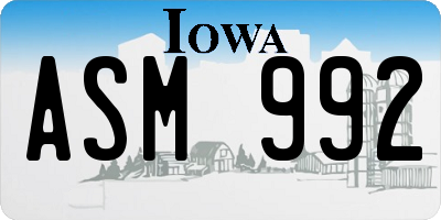 IA license plate ASM992