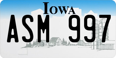 IA license plate ASM997