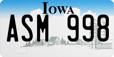 IA license plate ASM998