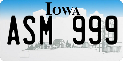 IA license plate ASM999