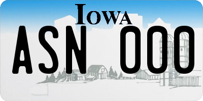 IA license plate ASN000