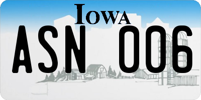 IA license plate ASN006