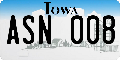 IA license plate ASN008