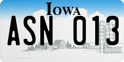 IA license plate ASN013