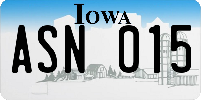 IA license plate ASN015