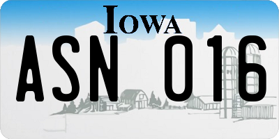 IA license plate ASN016