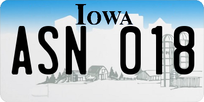 IA license plate ASN018