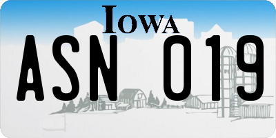 IA license plate ASN019