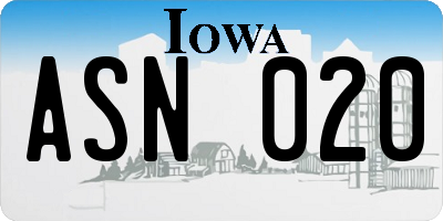 IA license plate ASN020