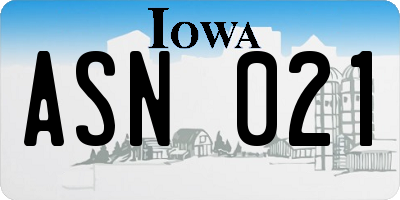 IA license plate ASN021