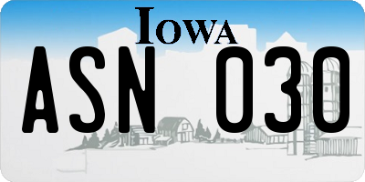 IA license plate ASN030