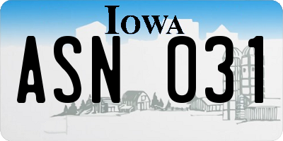 IA license plate ASN031