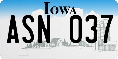 IA license plate ASN037