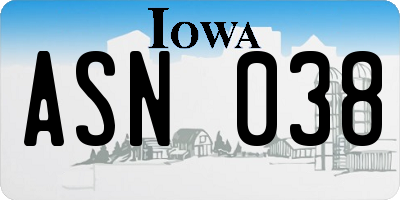 IA license plate ASN038
