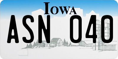 IA license plate ASN040