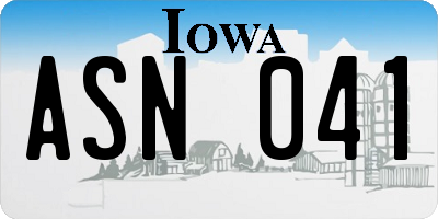 IA license plate ASN041