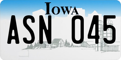 IA license plate ASN045