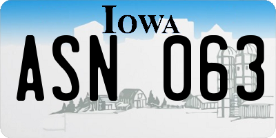 IA license plate ASN063
