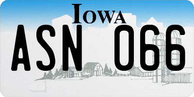 IA license plate ASN066