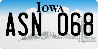 IA license plate ASN068