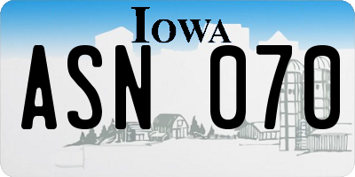 IA license plate ASN070