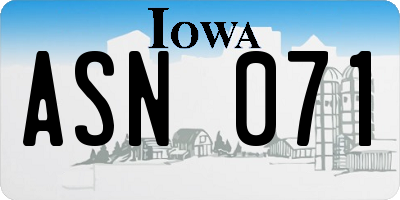 IA license plate ASN071