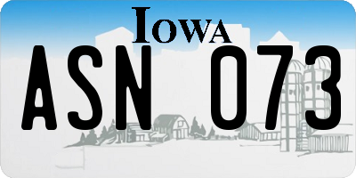 IA license plate ASN073