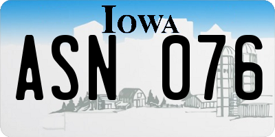 IA license plate ASN076