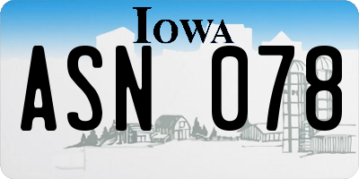 IA license plate ASN078