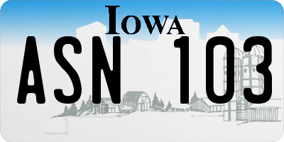 IA license plate ASN103