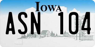 IA license plate ASN104