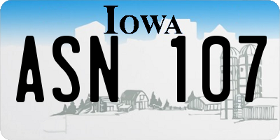 IA license plate ASN107