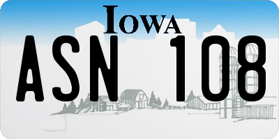 IA license plate ASN108
