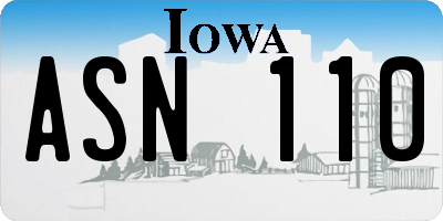 IA license plate ASN110