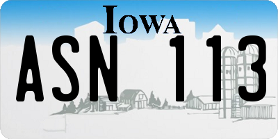 IA license plate ASN113